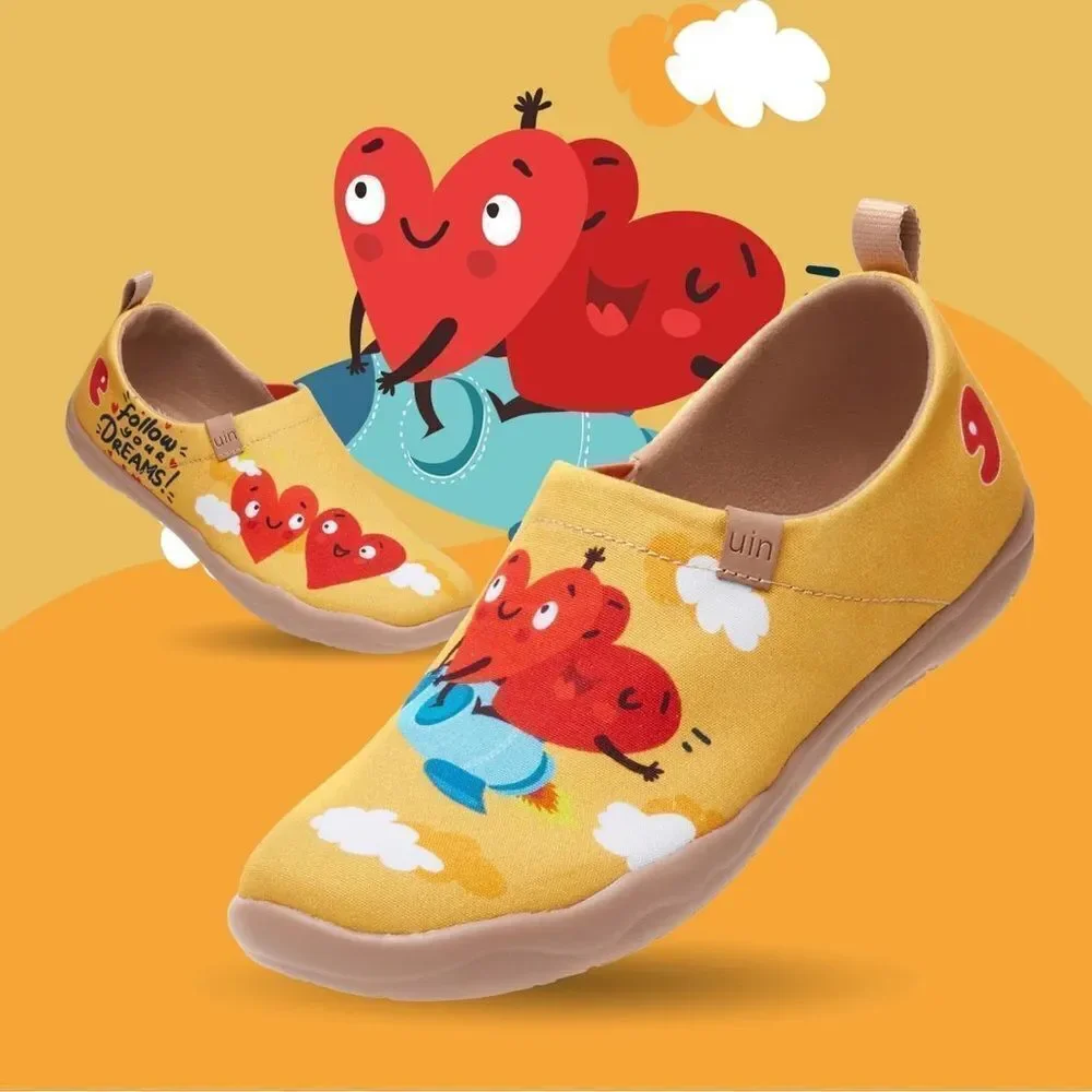 UIN Women's Walking Shoes Slip On Canvas Casual Loafers (Love You to the Moon)